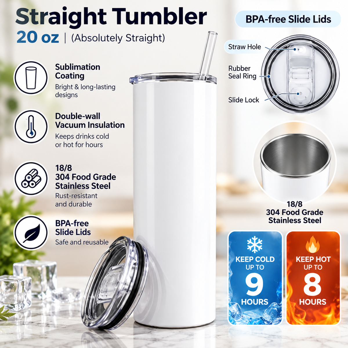 20 oz. Sublimation Stainless Steel Tumbler