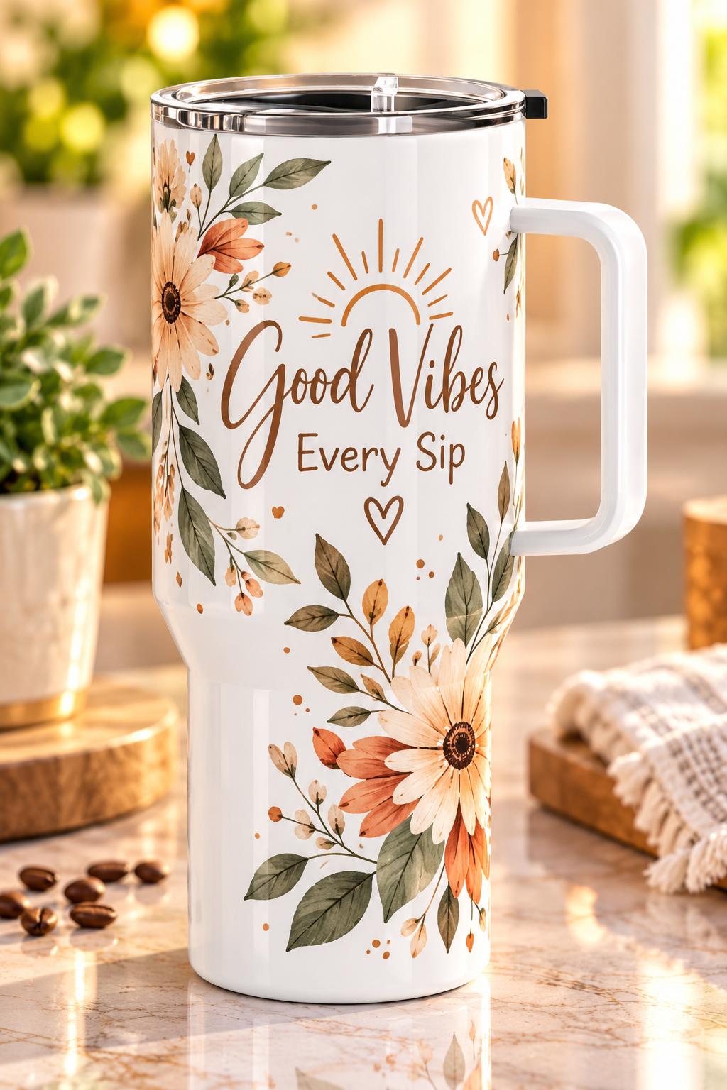 25 oz. Glossy White Sublimation Stainless Steel Tumbler