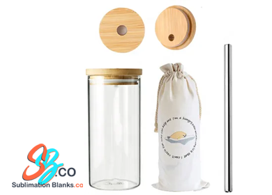 Straw Glass Bubble Tea Tumbler with Bamboo Lid