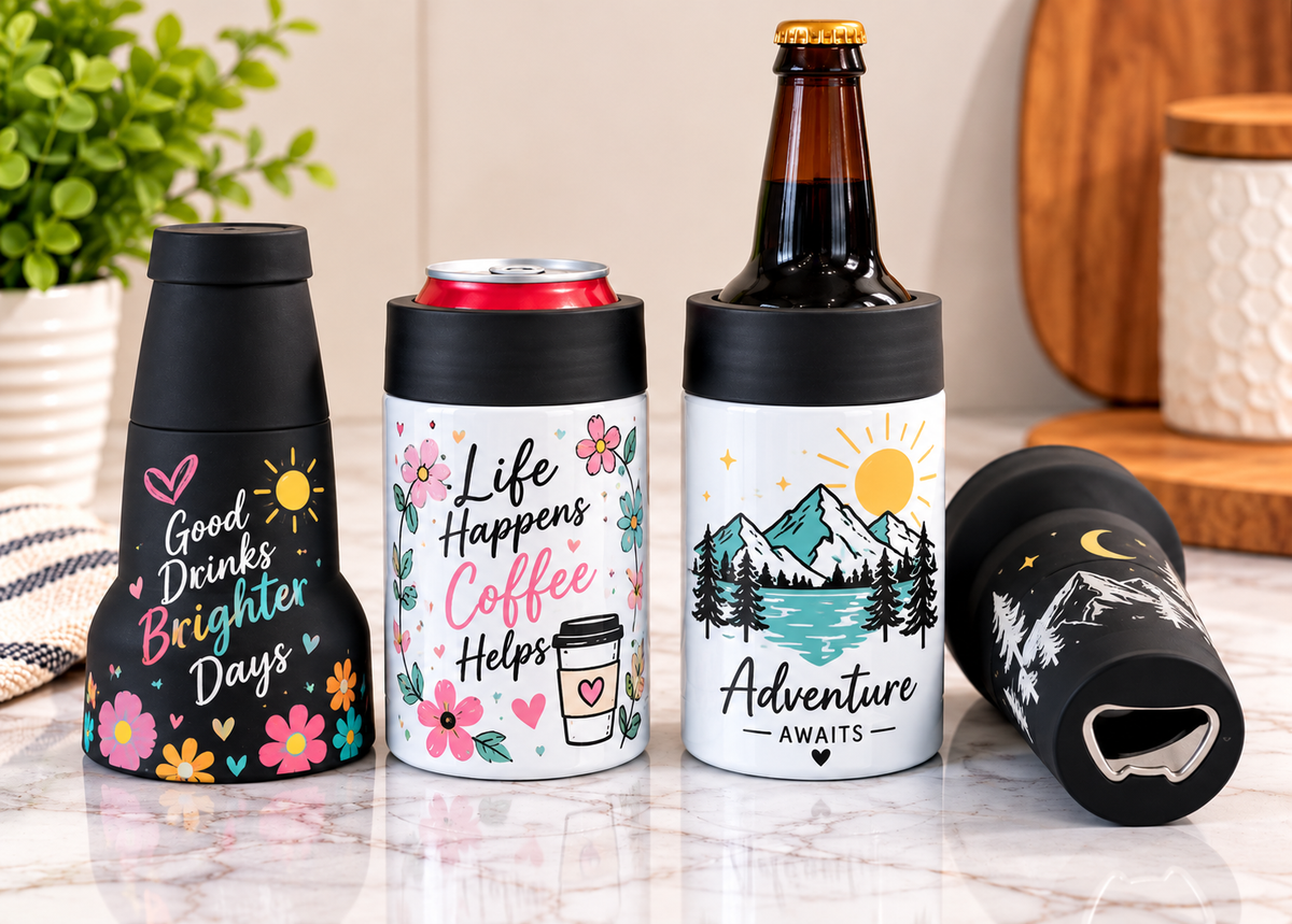 12 oz. White Sublimation Stainless Steel 3 in 1 Bottle/Can Cooler/Thermos