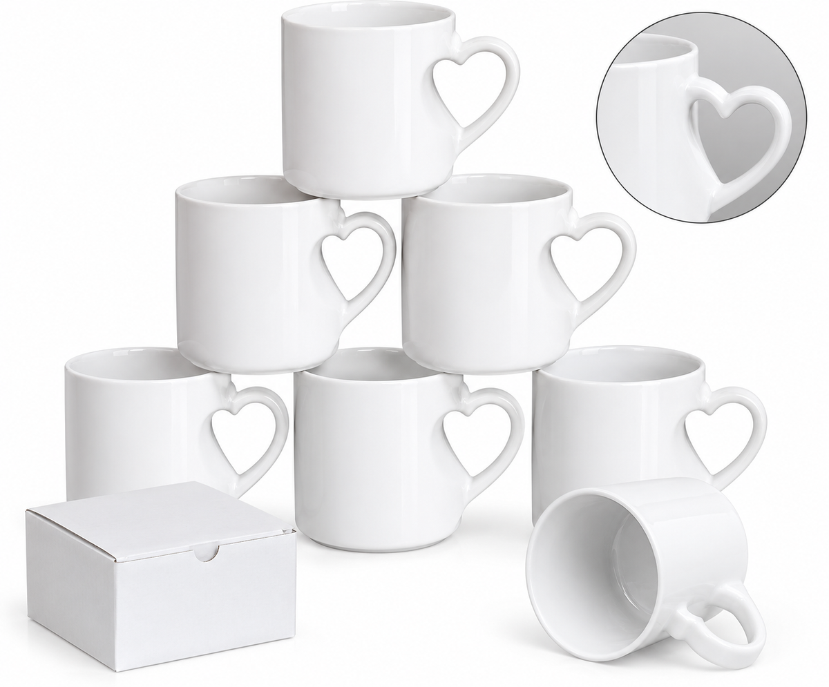 11 oz. Sublimation Ceramic Mug with Heart Shape Handle