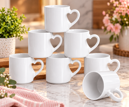 11 oz. Sublimation Ceramic Mug with Heart Shape Handle