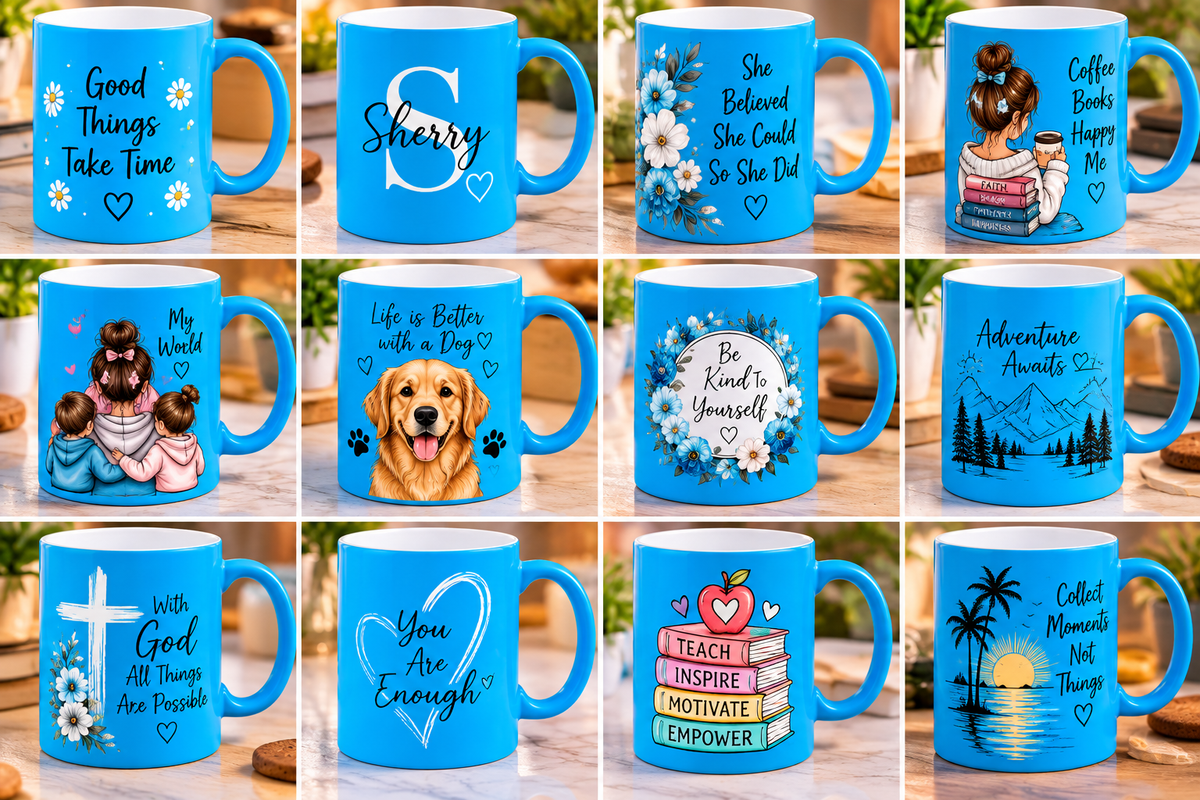 11 oz. Neon blue Ceramic Sublimation Mug