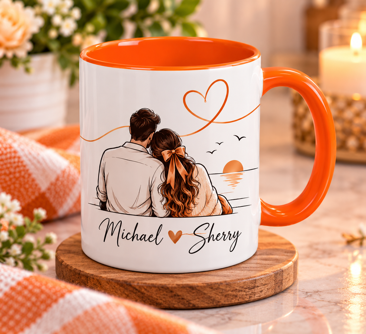 11 oz. Sublimation White Ceramic Mug with orange inside