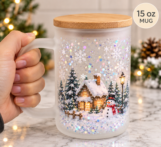 15 oz Sublimation snow globe Mug frosted double layer