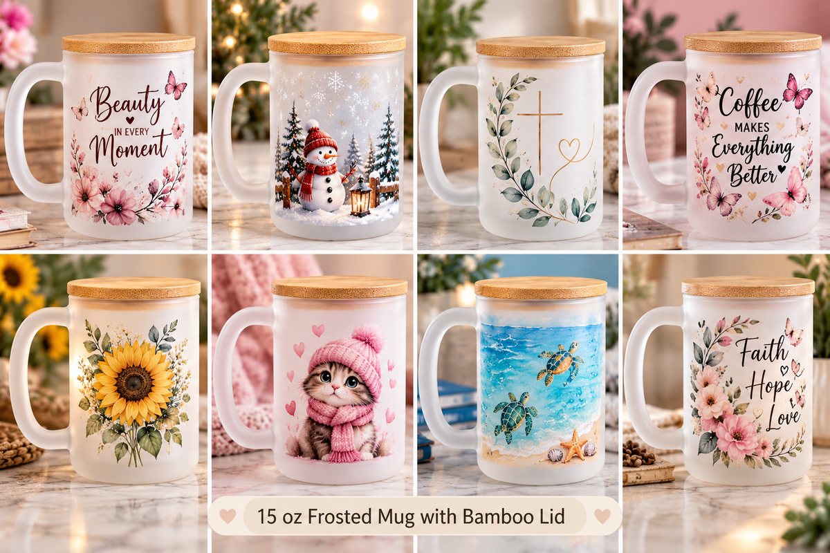 15 oz Sublimation snow globe Mug frosted double layer