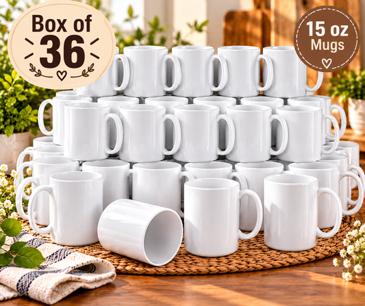 15 oz. Sublimation White Ceramic Mug case 36 mugs