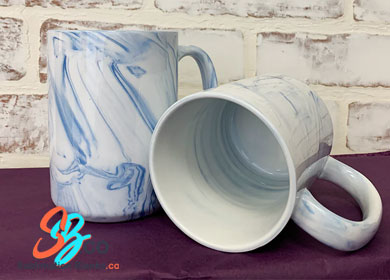 15 oz. Blue And White Marble Ceramic Mug