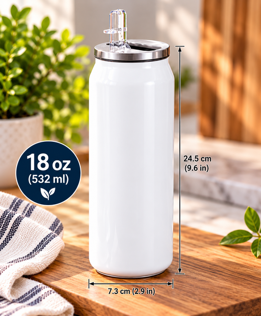 18 oz. Sublimation Glossy White Stainless Steel Can Shaped Cup