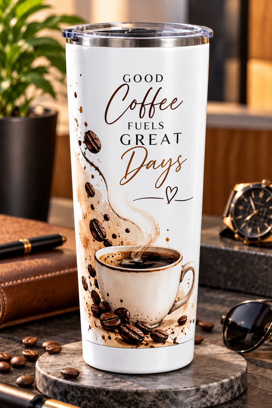 20 oz. Glossy White Sublimation tapered Stainless Steel Tumbler