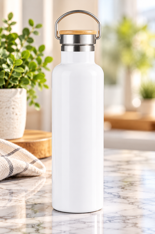 20 oz. Wide Mouth dye Sublimation Stainless Steel Water Bottle with Wooden Lid