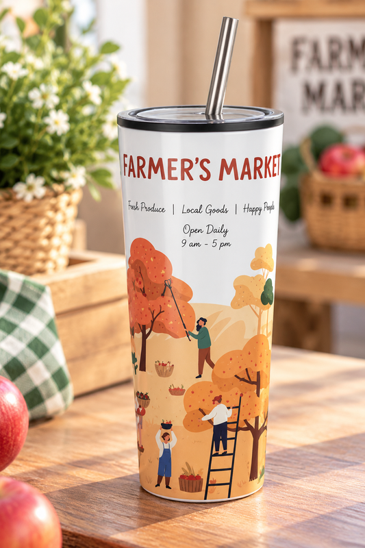 22 oz. Glossy White Sublimation Skinny Tumbler With Lid And Straw