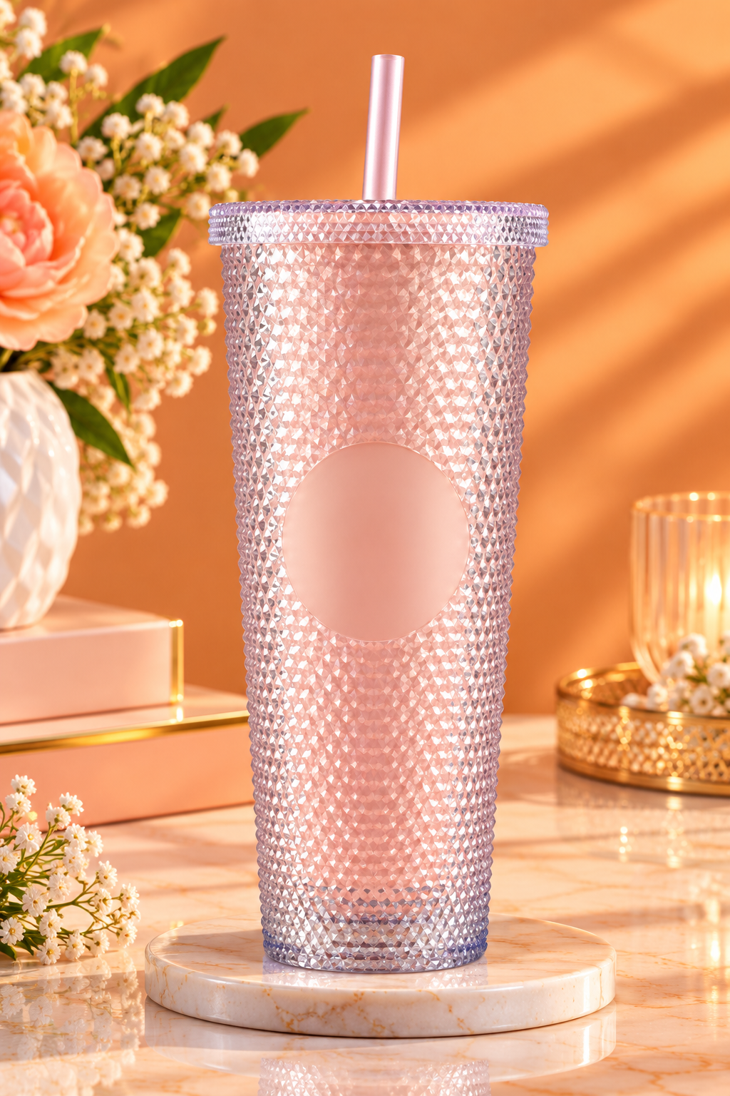 24 oz. Reusable Plastic Double Wall Water Bottle/Tumbler