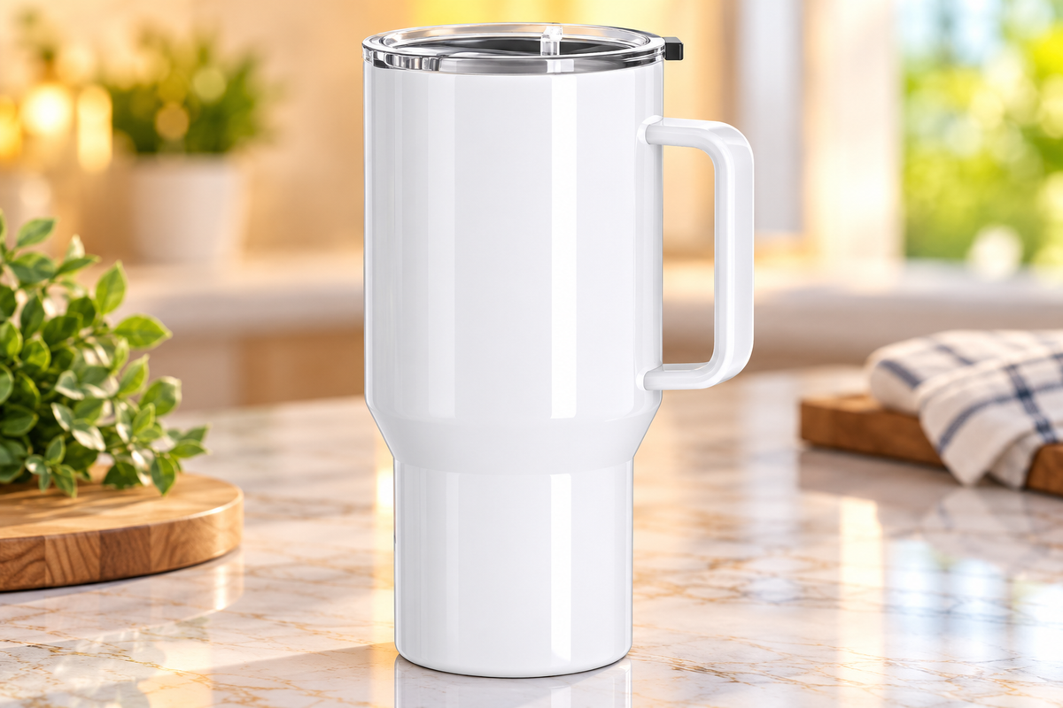 25 oz. Glossy White Sublimation Stainless Steel Tumbler