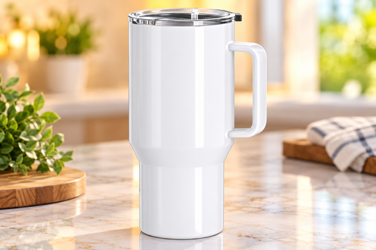 25 oz. Glossy White Sublimation Stainless Steel Tumbler