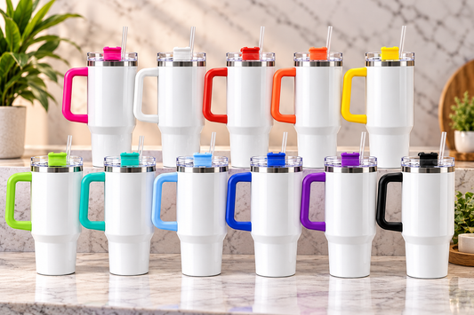 40 oz. sublimation Stainless Steel Tumbler with Plastic Handle Lid and Straw