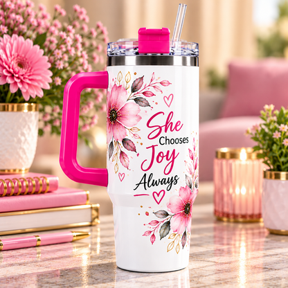 40 oz. sublimation Stainless Steel Tumbler with Plastic Handle Lid and Straw