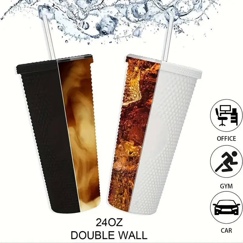 24 oz. Reusable Plastic Double Wall Water Bottle/Tumbler