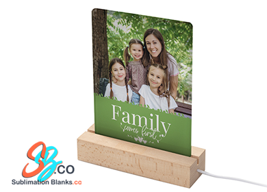 Sublimation Clear *NOT FROSTED* Acrylic Photo Frame with wood Base