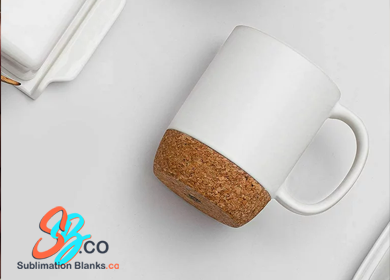 15 oz. Sublimation Ceramic Mug with Insulated Cork Bottom and Splash Proof Lid