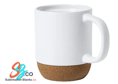 15 oz. Sublimation Ceramic Mug with Insulated Cork Bottom and Splash Proof Lid