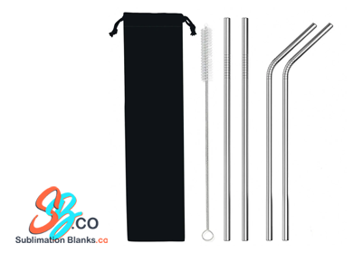 Reusable Stainless Steel Straws with Cleaning Brush and storage Sac