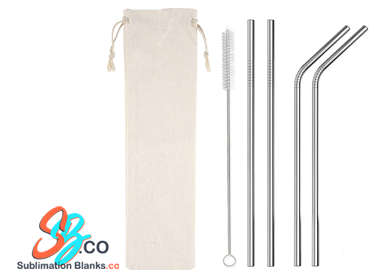 Reusable Stainless Steel Straws with Cleaning Brush and storage Sac