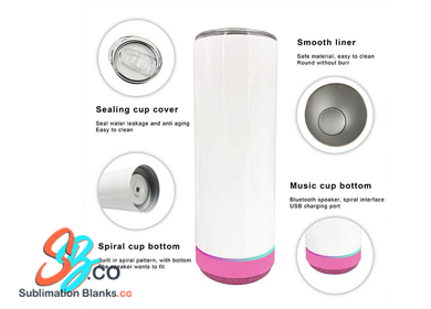 20 oz. Sublimation Stainless Steal Tumbler with Bluetooth Speaker