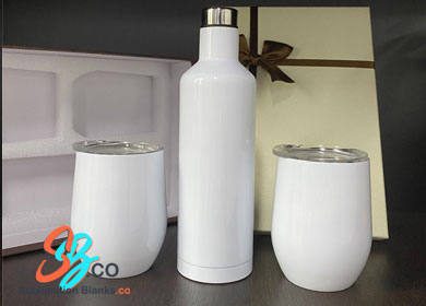 Glossy white Sublimation Stainless Steel Wine set