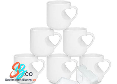 11 oz. Sublimation Ceramic Mug with Heart Shape Handle