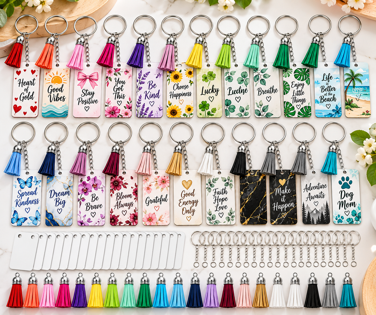 30 Sublimation Tassel Blank MDF Keychain