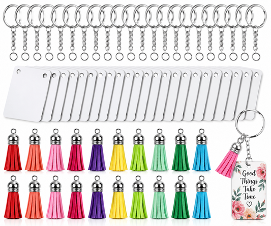 30 Sublimation Tassel Blank MDF Keychain
