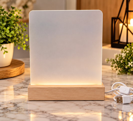Sublimation Clear *NOT FROSTED* Acrylic Photo Frame with wood Base