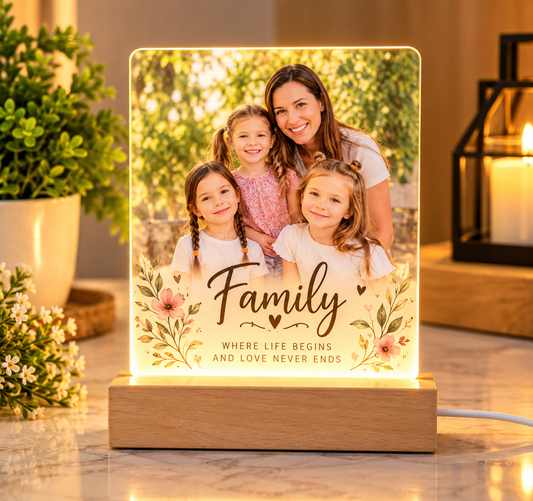 Sublimation Clear *NOT FROSTED* Acrylic Photo Frame with wood Base